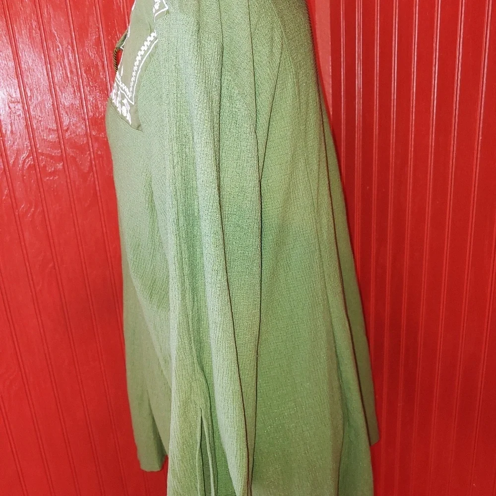 New Directions Olive Tunic with White Embroidery - Picture 2 of 7